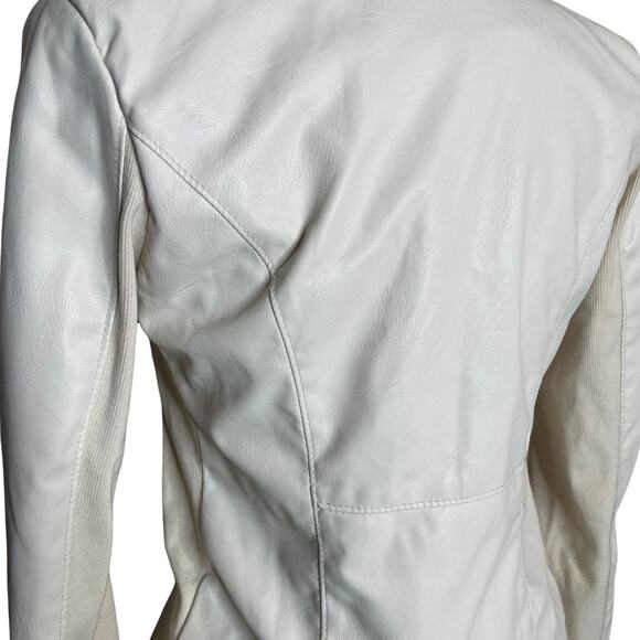 BLANK NYC Private Practice Wrap Jacket Cream Small Off White Leather Moto Biker - Picture 7 of 10